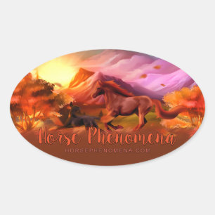 Ovalada Pegatina de la caída de caballos Fhenomena