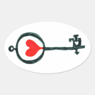 Ovalada Pegatina de la clave cardiaca
