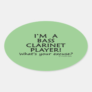 Ovalada Pegatina de la Excusa del Jugador Clarinet