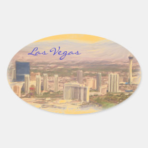Ovalada Pegatina de la franja de Las Vegas