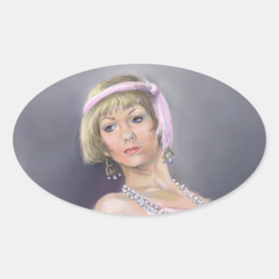 Ovalada Pegatina de la ovulación de flapper en primavera