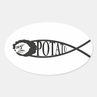 Ovalada Pegatina de la papa Jesus Fish Emblem