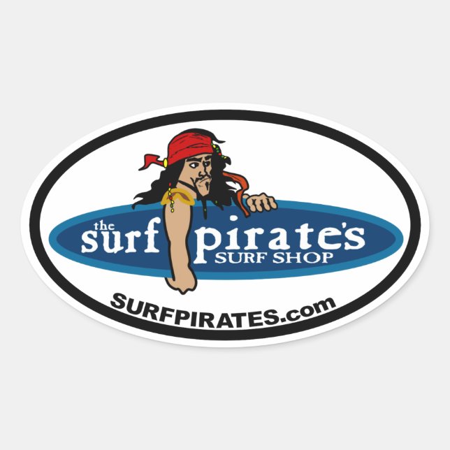 Ovalada pegatina de la tienda SURF del surfpirata (4) (Anverso)