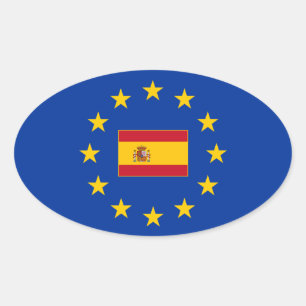 Ovalada Pegatina de la Unión Europea España Oval