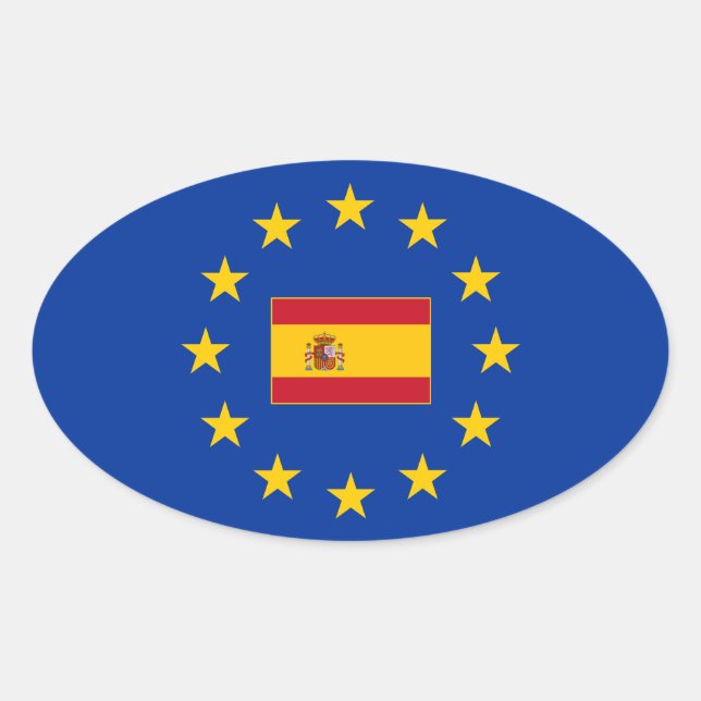 Ovalada Pegatina de la Unión Europea España Oval (Anverso)