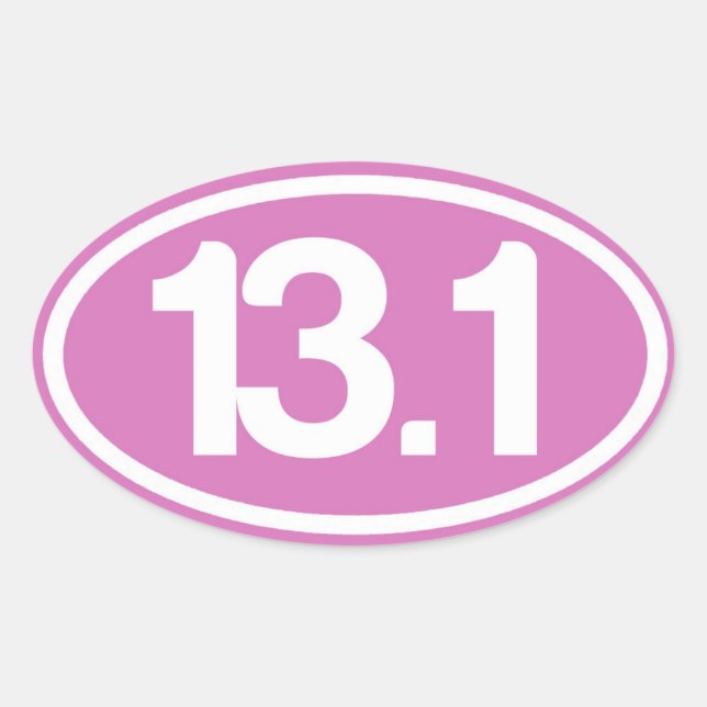 Ovalada Pegatina de media maratón rosa 13.1 (Anverso)