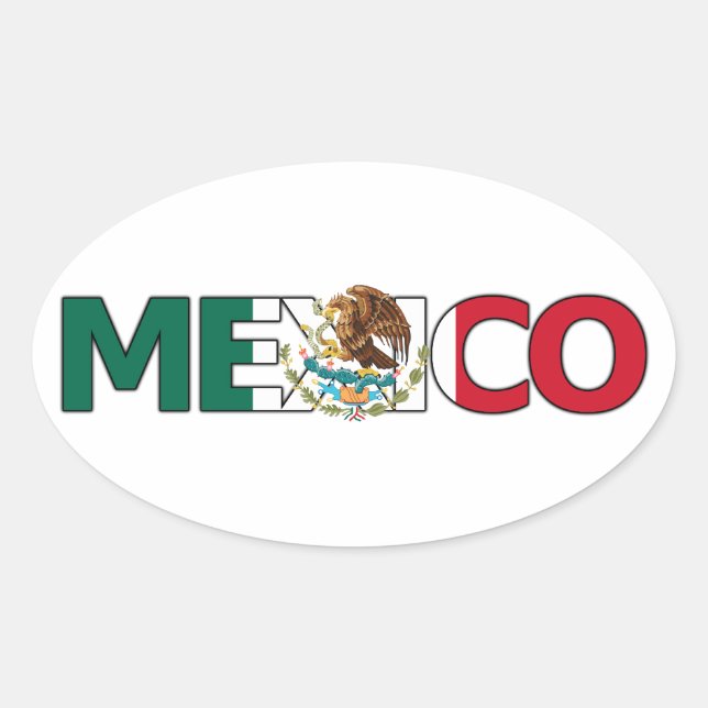 Ovalada Pegatina de México (Oval) (Anverso)