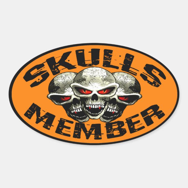 Ovalada Pegatina de miembro de Skulls (Anverso)