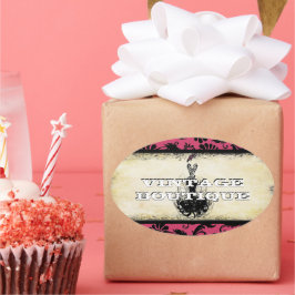 Ovalada Pegatina de moda Diva Naranjas Retro Dots