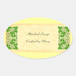 Ovalada Pegatina de naves Personalizados de hojas verdes