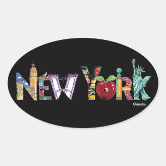 Ovalada Pegatina de Nueva York