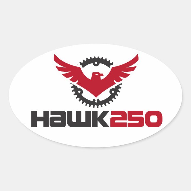 Ovalada Pegatina de Oval con logotipo Hawk 250 (Anverso)
