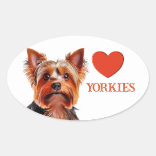 OVALADA PEGATINA DE OVAL DE AMOR YORKIES