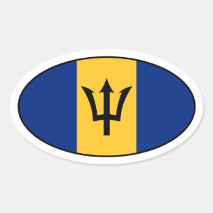 Ovalada Pegatina de Oval de Bandera de Barbados