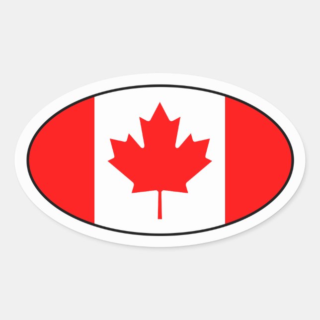 Ovalada Pegatina de Oval de Bandera de Canadá (Anverso)