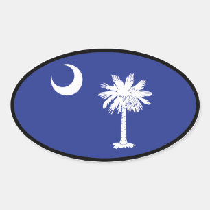 Ovalada Pegatina de Oval de Bandera de Carolina del Sur
