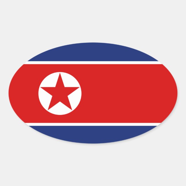 Ovalada Pegatina de Oval de bandera de Corea del Norte (Anverso)