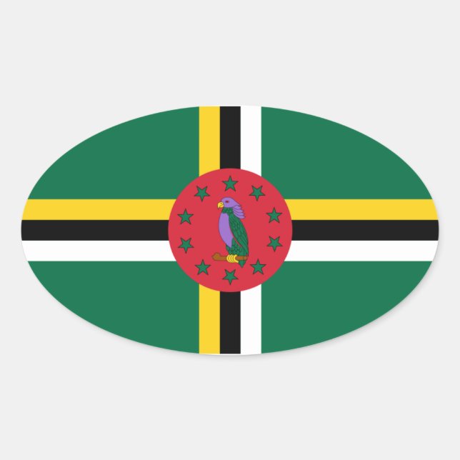 Ovalada Pegatina de Oval de Bandera de Dominica (Anverso)