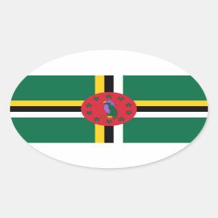 Ovalada Pegatina de Oval de Bandera de Dominica