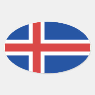 Ovalada Pegatina de Oval de bandera de Islandia