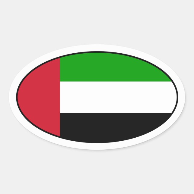 Ovalada Pegatina de Oval de bandera de los Emiratos Árabes (Anverso)