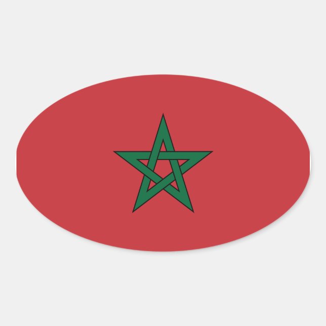 Ovalada Pegatina de Oval de Bandera de Marruecos (Anverso)