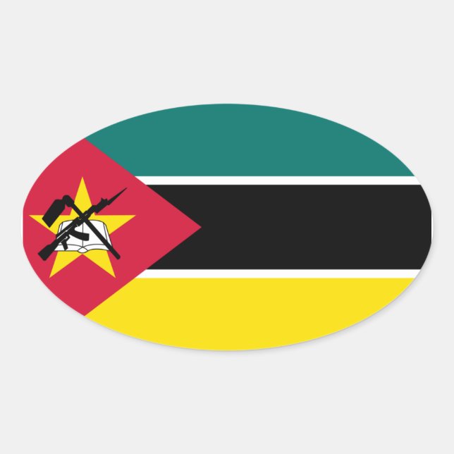 Ovalada Pegatina de Oval de bandera de Mozambique (Anverso)