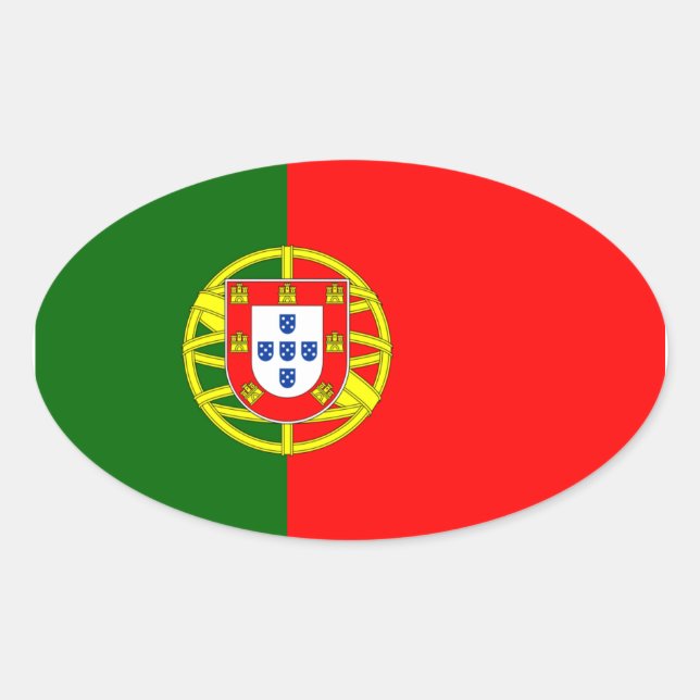 Ovalada Pegatina de Oval de Bandera de Portugal (Anverso)