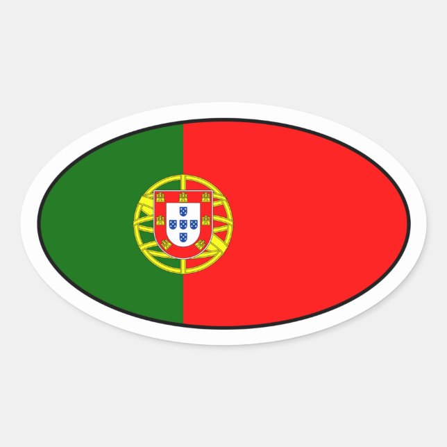 Ovalada Pegatina de Oval de Bandera de Portugal (Anverso)