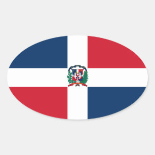 Ovalada Pegatina de Oval de bandera de República Dominican