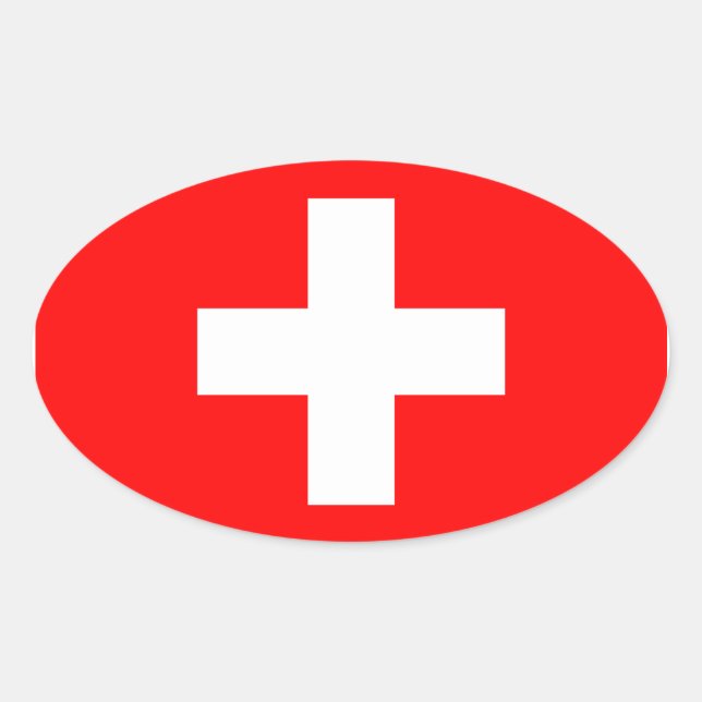 Ovalada Pegatina de Oval de bandera de Suiza (Anverso)