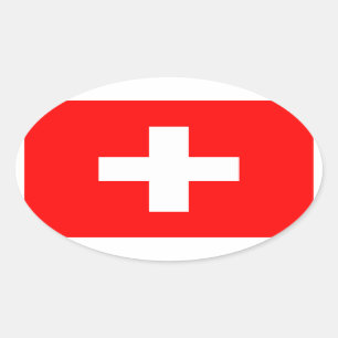 Ovalada Pegatina de Oval de bandera de Suiza