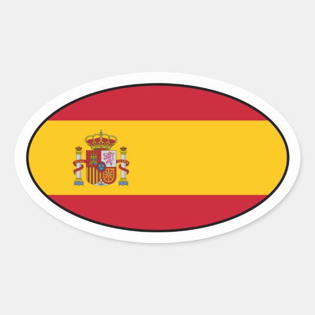 Ovalada Pegatina de Oval de Bandera Nacional de España (Anverso)