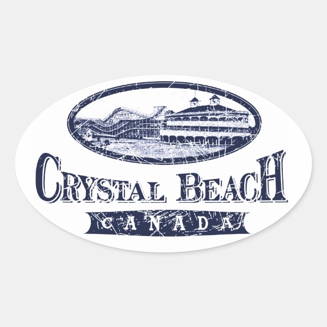 Ovalada Pegatina de Oval de Crystal Beach Canada (Anverso)