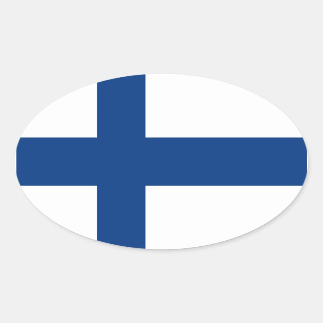 Ovalada Pegatina de Oval de la bandera de Finlandia (Anverso)