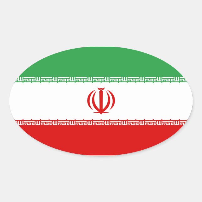 Ovalada Pegatina de Oval de la bandera de Irán (Anverso)