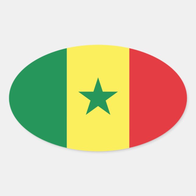 Ovalada Pegatina de Oval de la bandera de Senegal (Anverso)