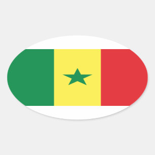Ovalada Pegatina de Oval de la bandera de Senegal