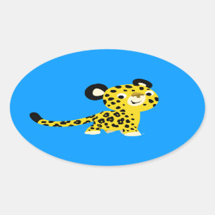Ovalada Pegatina de Oval de Leopardo Amable Personalizado
