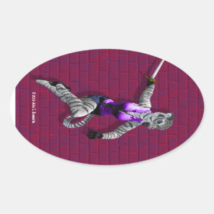 Ovalada Pegatina de Oval de tigres de carga