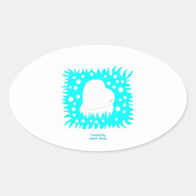 Ovalada Pegatina de Oval del corazón de la nieve en invier (Anverso)