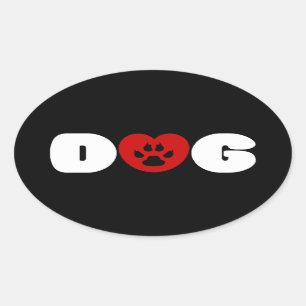 Ovalada Pegatina de Oval del corazón del amor del perro