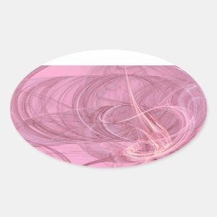 Ovalada Pegatina De Oval Fractal De Resumen Rosa