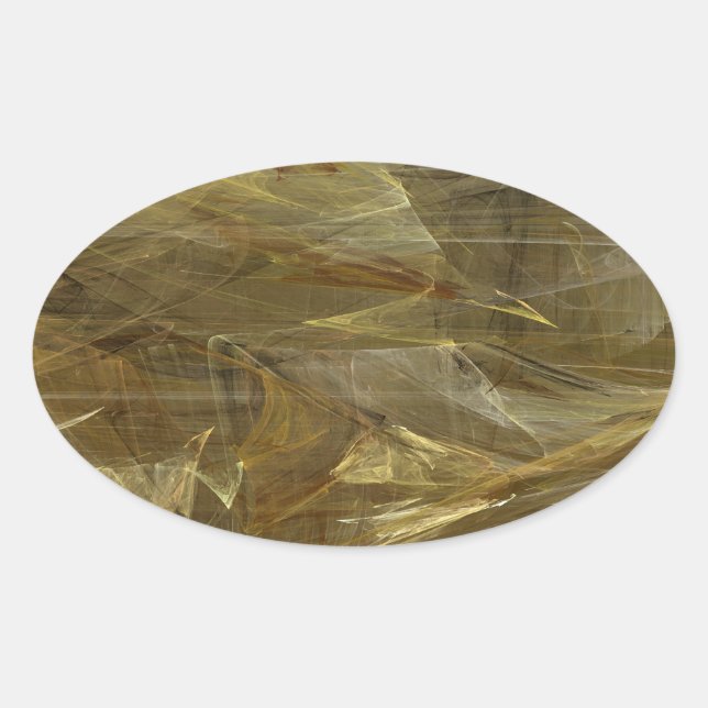 Ovalada Pegatina de Oval Fractal Gold Abstract (Anverso)