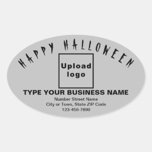 Ovalada Pegatina de Oval gris de Halloween Business