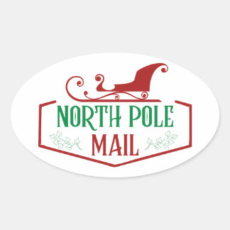 Ovalada Pegatina de óvalo de correo del Polo Norte