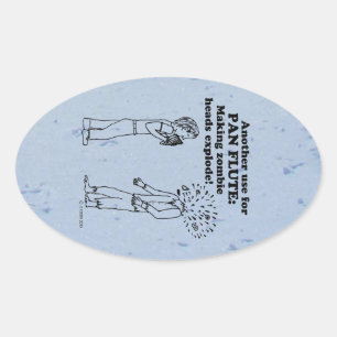Ovalada Pegatina de óvalo de explosión Zombie de Pan Flute