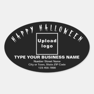 Ovalada Pegatina de óvalo negro de Halloween Business