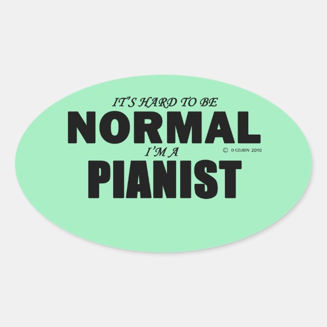 Ovalada Pegatina de óvalo pianista normal (Anverso)