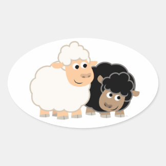 Ovalada Pegatina de ovejas Personalizado de dos cutas